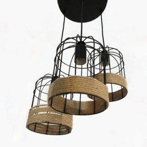 COLGANTE JAULA CUPULA SISAL 3 LUCES E-27 D-160 H-220