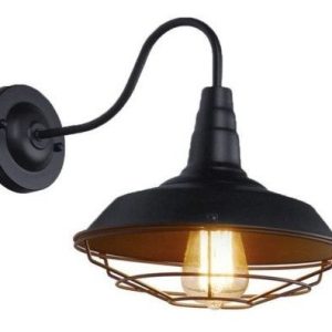 APLIQUE PARED GALPONERA NEGRO E27 C/REJA D-260mm