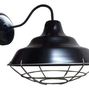 APLIQUE PARED GALPONERA NEGRA E27 C/REJA D360mm